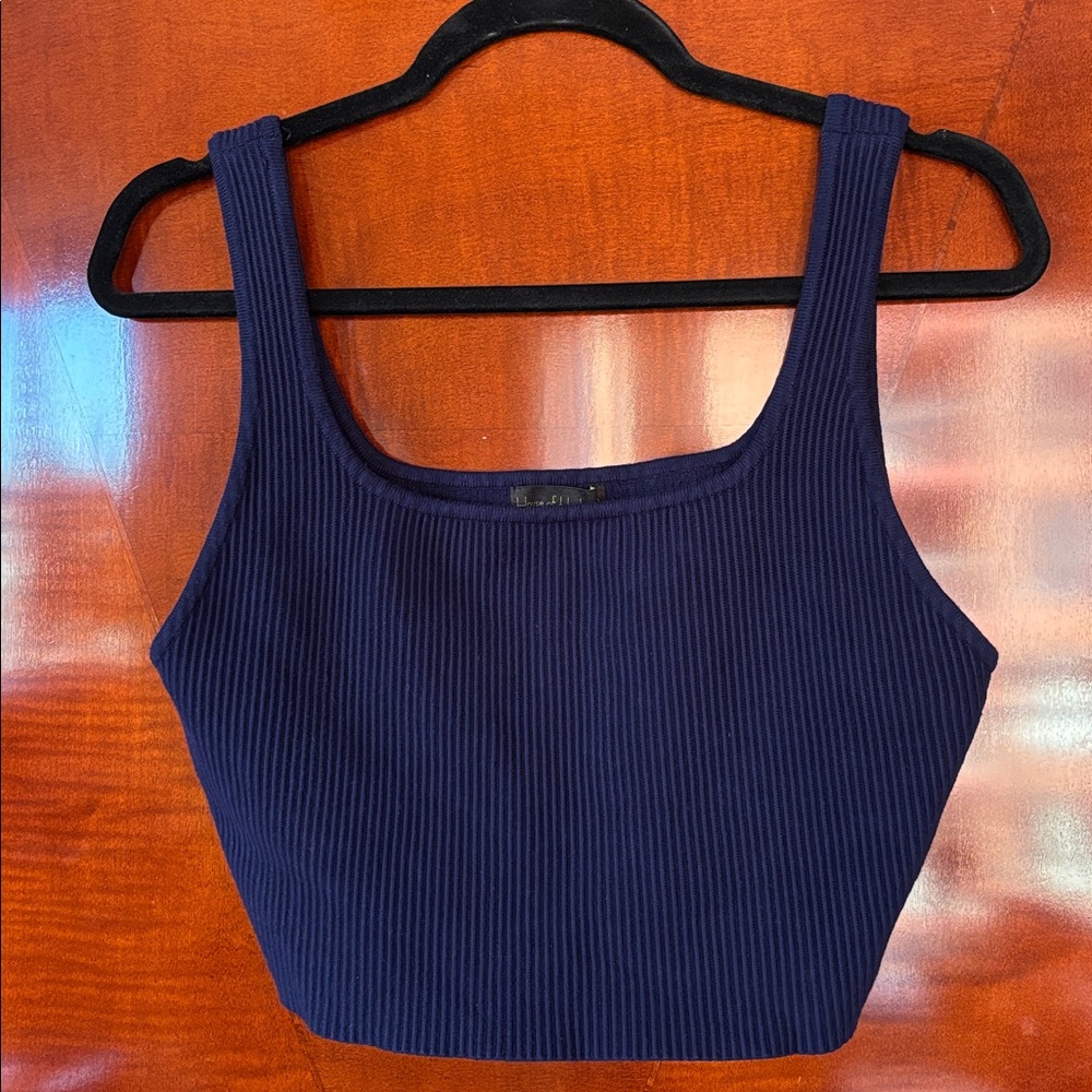 House of Harlow Navy Blue Ribbed Crop Top Size L